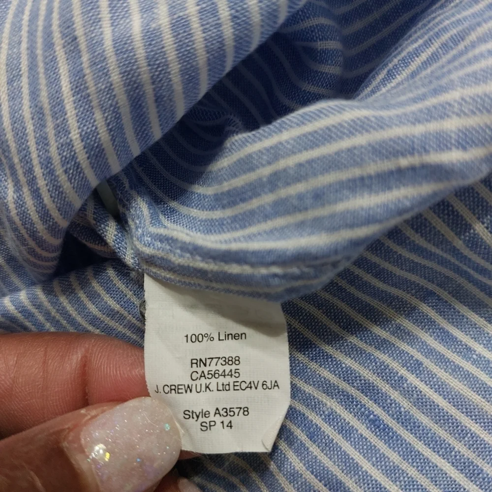 J. Crew Blue and White Striped Button-Down Shirt
